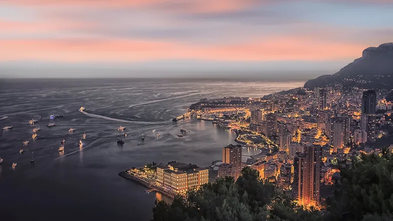 principality of monaco at sunset