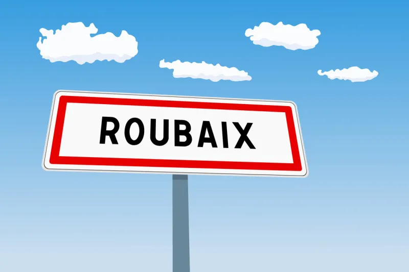 roubaix city sign in france city limit welcome road sign