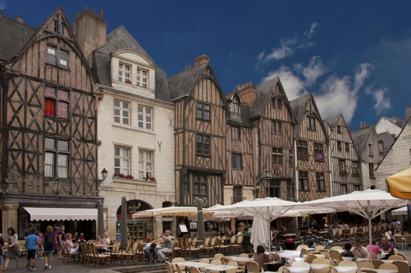 the medieval square  place plumereau in the vieux tours