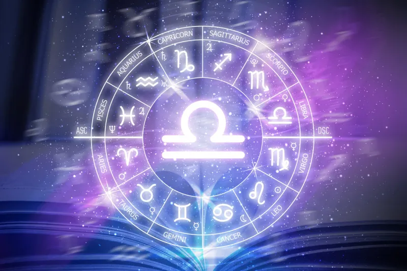 libra zodiac sign abstract night sky background libra icon on blue space background zodiac circle on a dark blue background of the space astrology cosmogram twelve signs of the zodiac