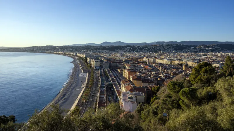 nice, alpes-maritimes - december 25 2024   panorama of the city of nice from the château hill
