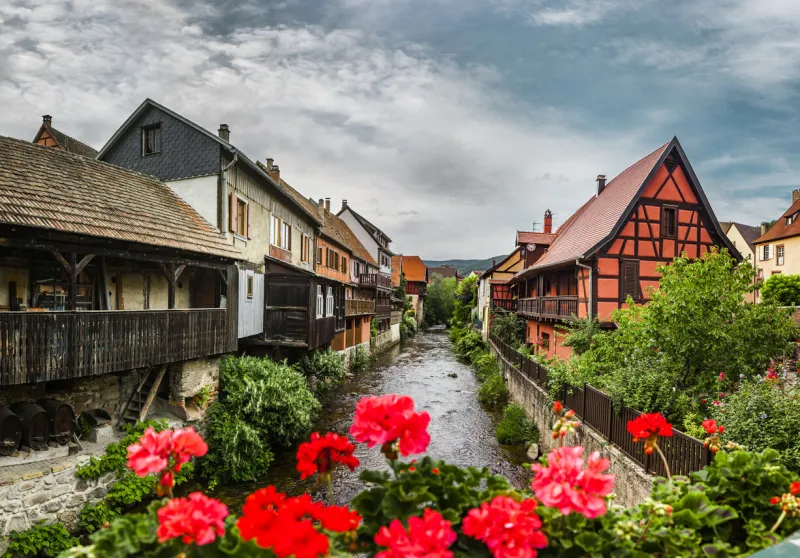 half-timbered houses in kayserberg in alsace