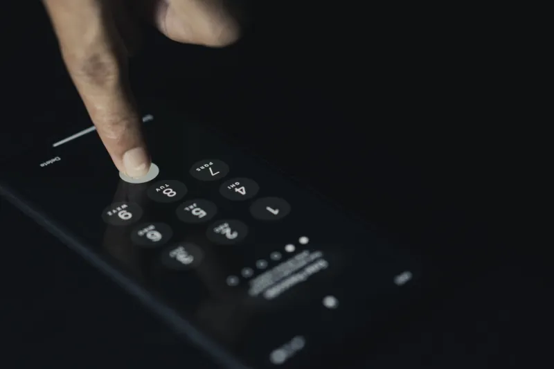 password for log-in on the screen of a cell phone - cyber security concept