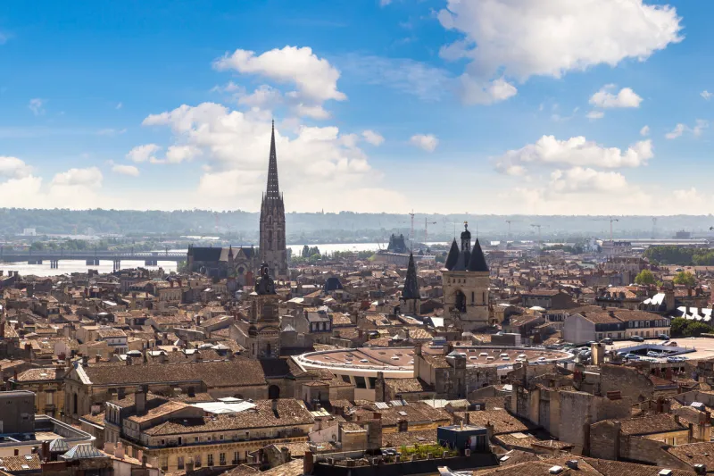 panoramic aerial view of bordeaux in a beautiful summer day, france