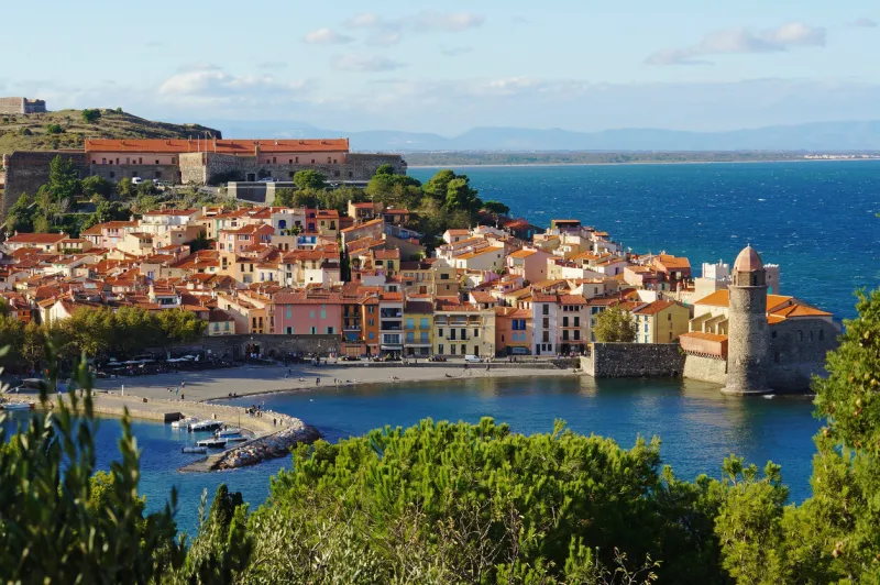 collioure, coastal village in the south of france, mediterranean sea, languedoc roussillon, pyrenees orientales