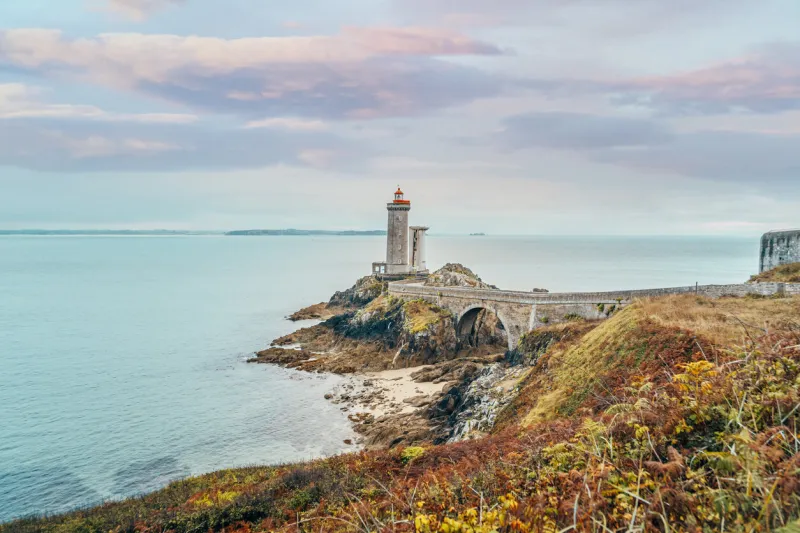 view of the lighthouse phare du petit minou in plouzane, brittany (bretagne), france