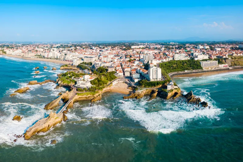 biarritz aerial panoramic view biarritz is a city on the bay of biscay on the atlantic coast in france