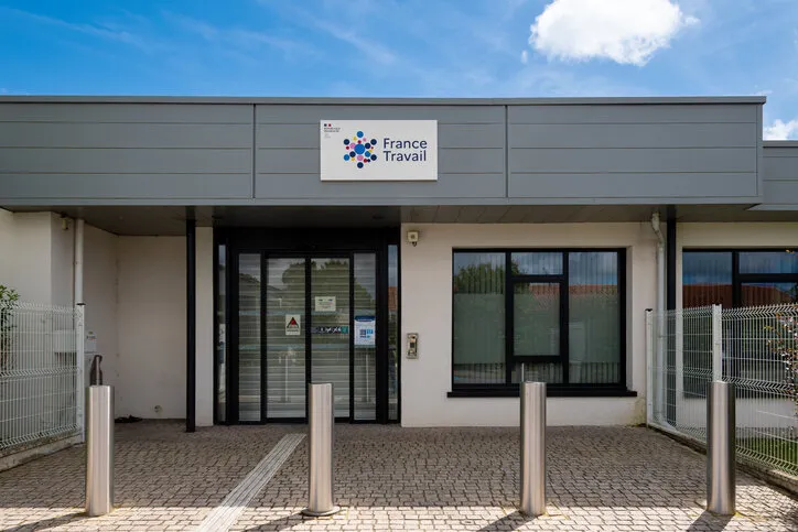 biarritz, france - may 30, 2024  exterior view of a france travail agency france travail, formerly pôle emploi, is the french administration in charge of employment