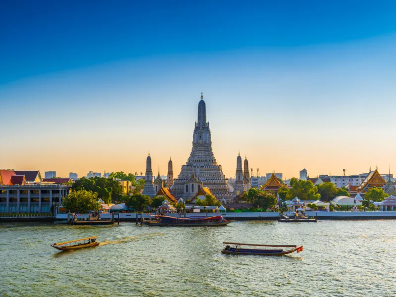wat arun temple of dawn in bangkok thailand after restoration