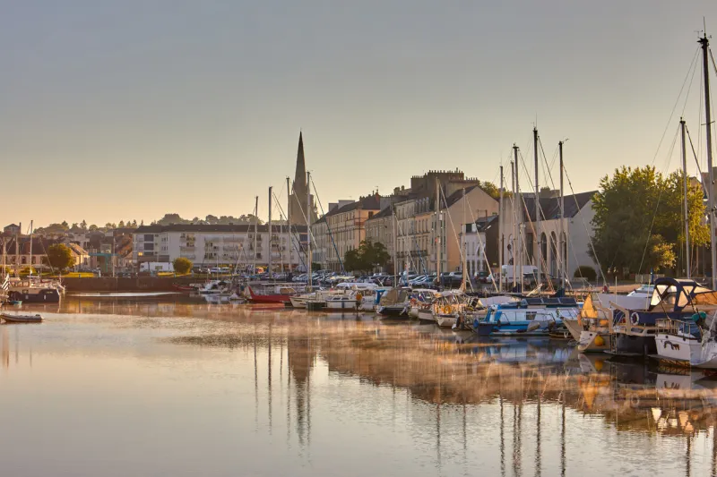 image of the marina at redon, brittany, france early morning