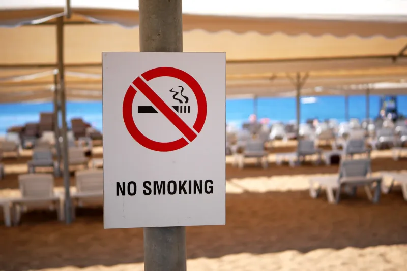 no smoking sign on the beach smoking is not allowed on the beach area