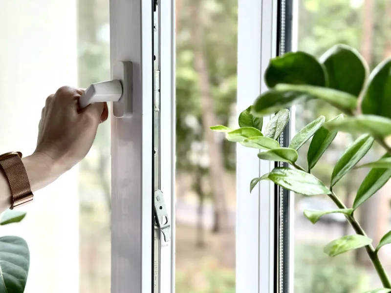 to open a window with a mosquito net plastic windows with sunlight background
