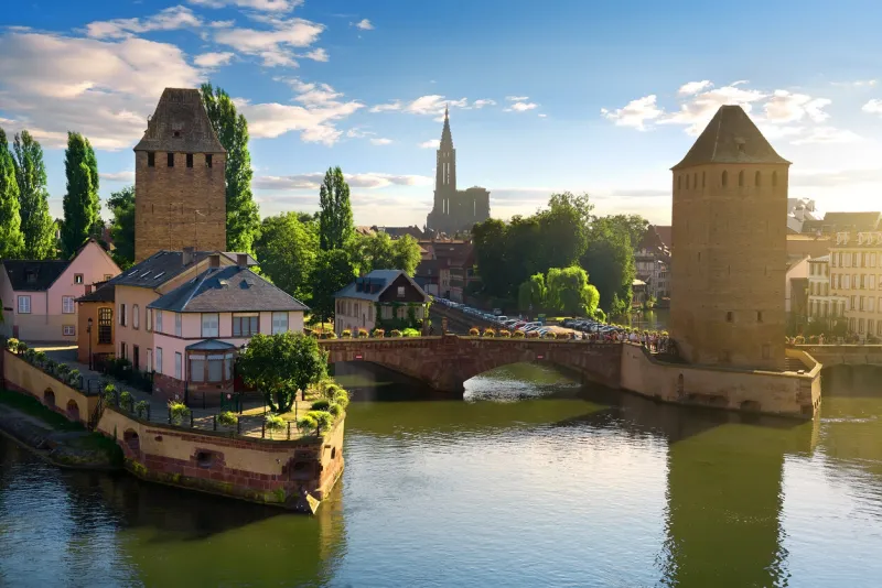 covered bridge pont couverts in strasbourgh in the district petite france, alsace