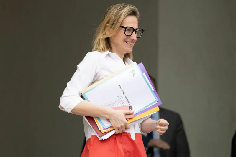 french minister in charge of labor and employment astrid panosyan-bouvet leaves after attending the weekly cabinet meeting at the presidential elysee palace in paris, on may 15, 2025 photo by raphael lafargue abacapresscom