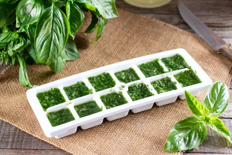Cubes d'herbes aromatiques congelés