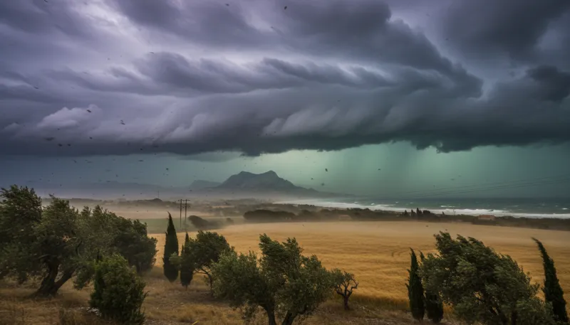 Une image d'un ciel d'orage avec de fortes rafales de vent sur la région de Bouches-du-Rhône.