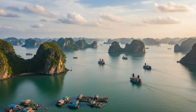 Une photo du paysage de la baie d'Hạ Long au Vietnam