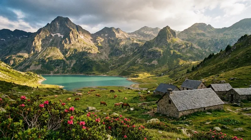 Un paysage des montagnes des Pyrénées dans l'Ariège