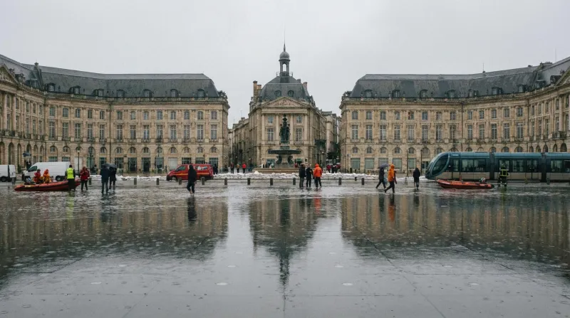 Une photo de Bordeaux avec de l'eau en crue