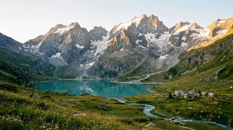 Une photo d'un paysage de montagnes majestueuses dans les Hautes-Alpes