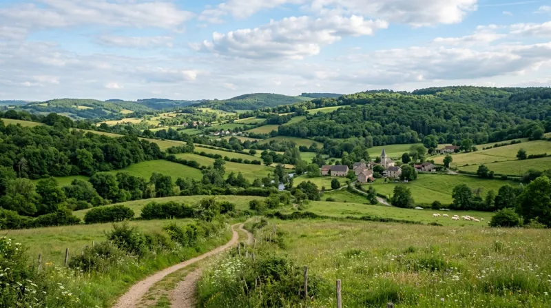 Une photo d'un paysage verdoyant et naturel dans le département de l'Allier
