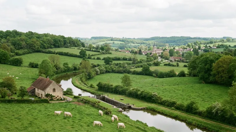 Une photo d'un paysage verdoyant et paisible dans le département de la Nièvre