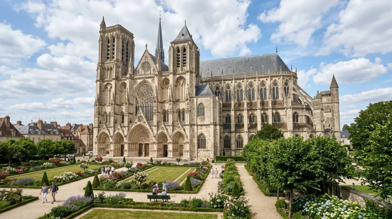 Une photo de la cathédrale Saint-Étienne de Bourges dans le département du Cher