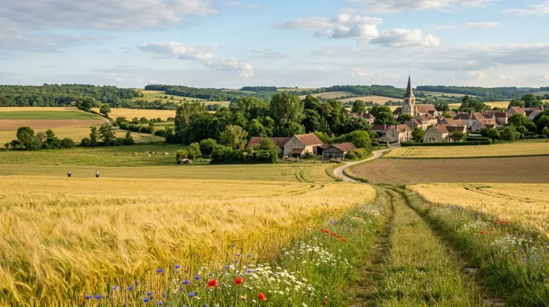 Une photo d'un paysage rural ou d'un champ dans le département de l'Aube