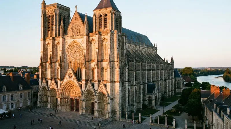 Une photo de la cathédrale de Bourges, monument emblématique du département du Cher