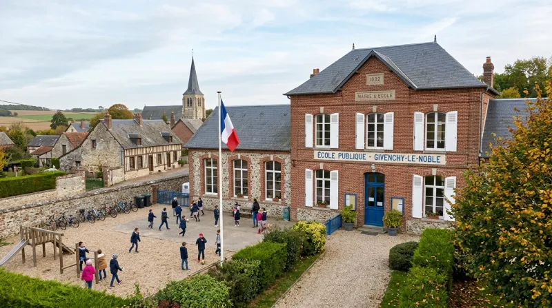Une photo d'une école rurale située dans un village du Pas-de-Calais