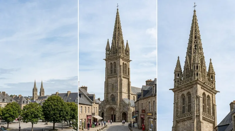 Une photo de la chapelle Notre-Dame du Kreisker à Saint-Pol-de-Léon avec son haut clocher majestueux