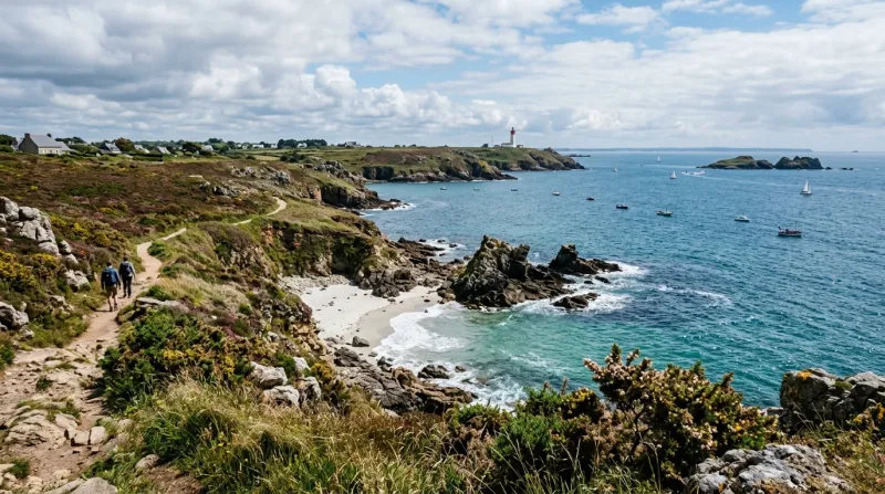 Une photo d'un paysage côtier typique du Morbihan en Bretagne