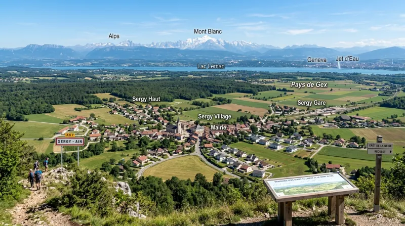 Une vue panoramique de la commune de Sergy dans l'Ain