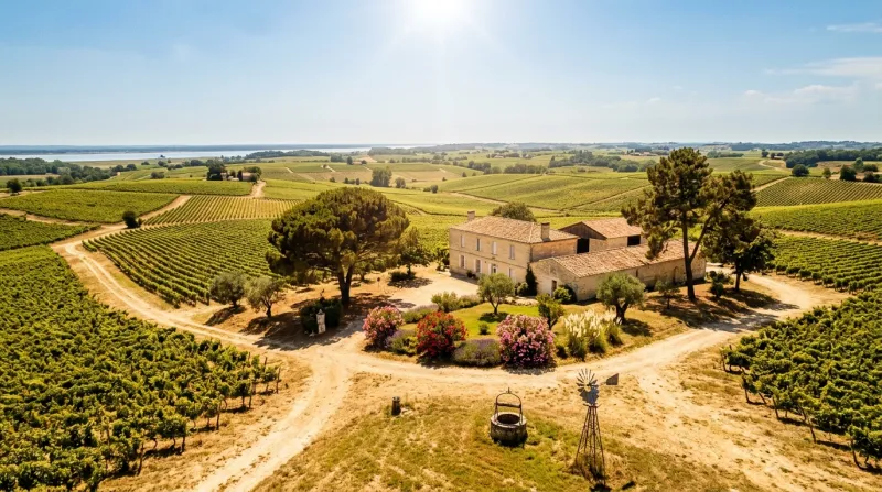 Une photo d'un paysage ensoleillé en Gironde sous une forte chaleur