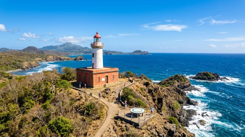 Une photo du Phare de la Caravelle en Martinique sous un ciel bleu ensoleillé