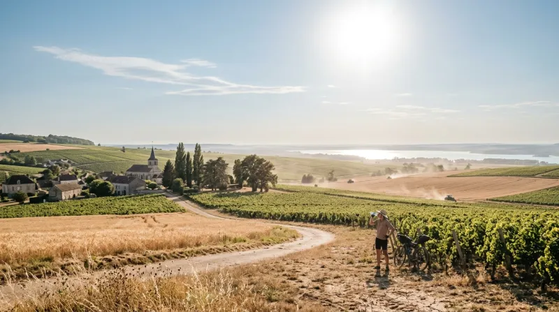 Une photo d'un paysage ensoleillé dans l'Aube sous une forte chaleur.