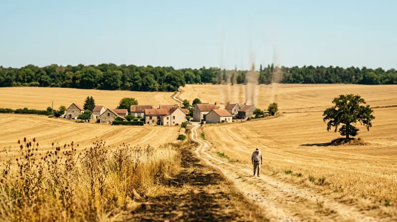 Une photo d'un paysage ensoleillé dans les Yvelines sous une forte chaleur