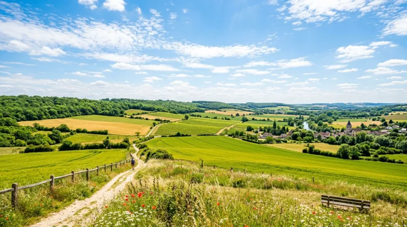 Une photo d'un paysage de l'Essonne sous un soleil éclatant et une forte luminosité