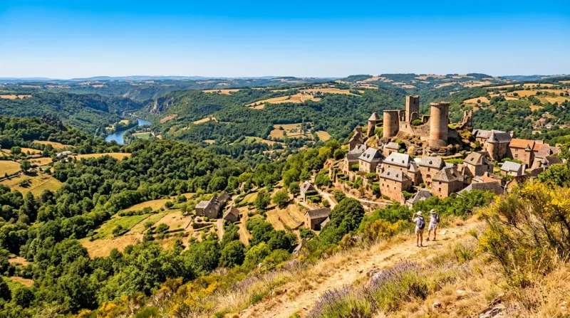 Une photo d'un paysage de Corrèze sous un soleil éclatant et une chaleur intense