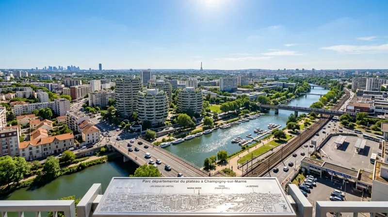 Une photo d'un paysage urbain dans le Val-de-Marne sous un soleil éclatant