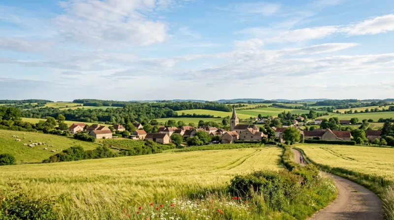 Une photo d'un paysage paisible en Haute-Saône sous un ciel serein