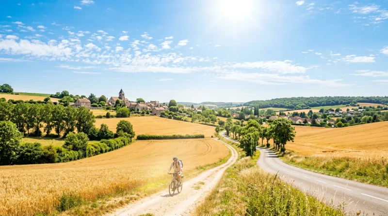 Une photo d'un paysage de Seine-et-Marne sous un soleil éclatant et une forte chaleur estivale