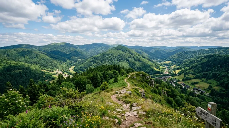 Une photo d'un paysage naturel et verdoyant dans le massif des Vosges