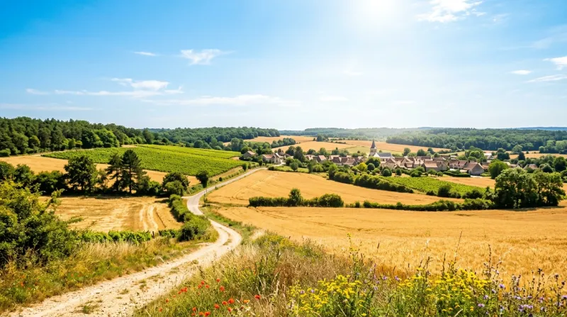 Une photo d'un paysage du département de l'Aube sous un soleil radieux et une forte chaleur