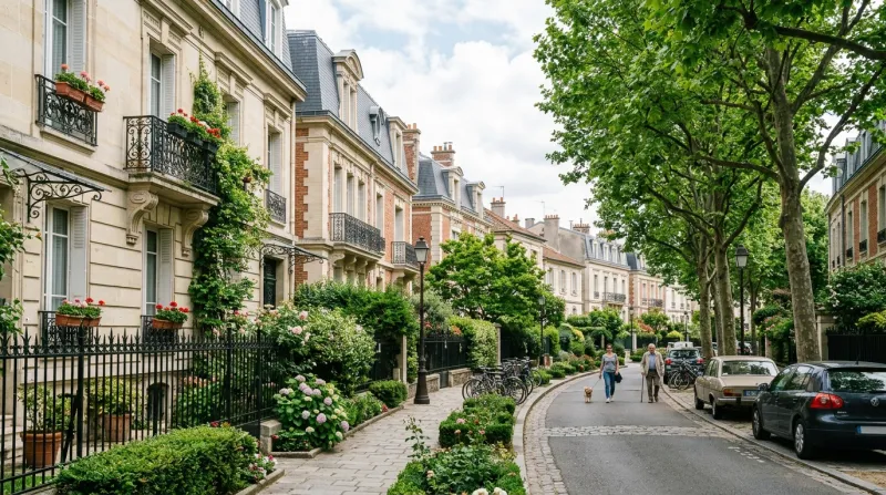 Une photo d'un quartier résidentiel élégant et paisible à Charenton-le-Pont aux portes de Paris