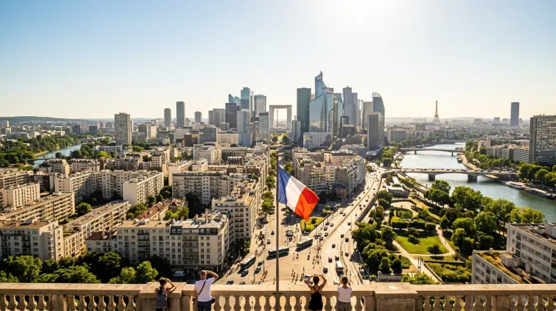 Une photo d'un paysage urbain dans les Hauts-de-Seine sous un soleil intense