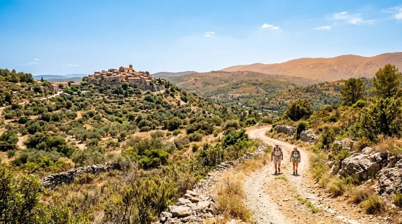 Une photo d'un paysage ensoleillé dans l'arrière-pays du Var sous une forte chaleur