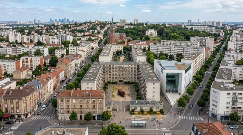 Une photo de l'architecture urbaine et des bâtiments de la ville de Drancy
