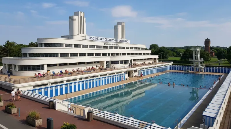 Une photo de la piscine Art déco Roger Salengro à Bruay-la-Buissière avec son architecture caractéri