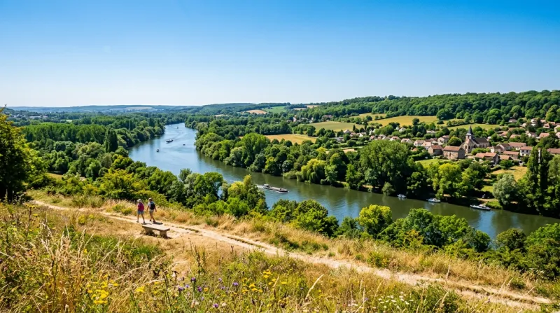 Une photo d'un paysage dans le Val-de-Marne sous un soleil intense et un ciel dégagé.